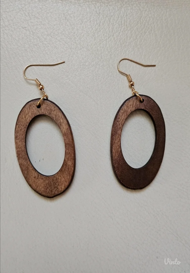 Drvene swinging hoop drop minđuše, rucni rad