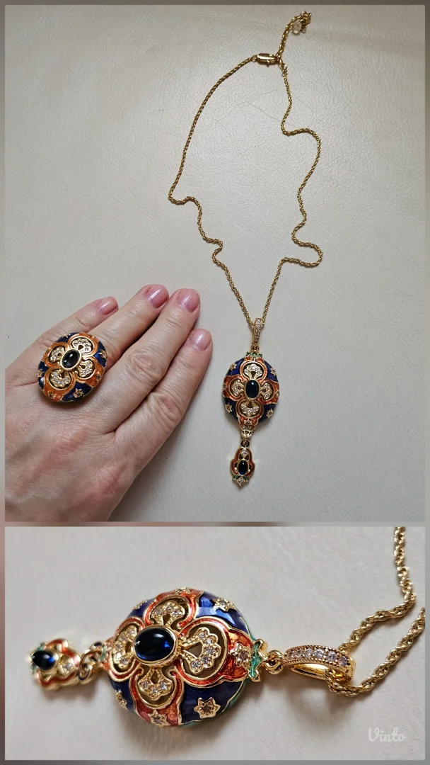 Cloisonné Enamel & koral set nakita