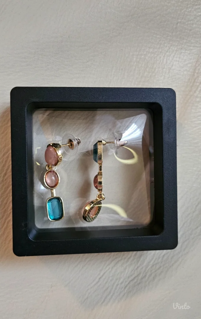 Asimetrik nove drop dangle minđuše zlatne boje