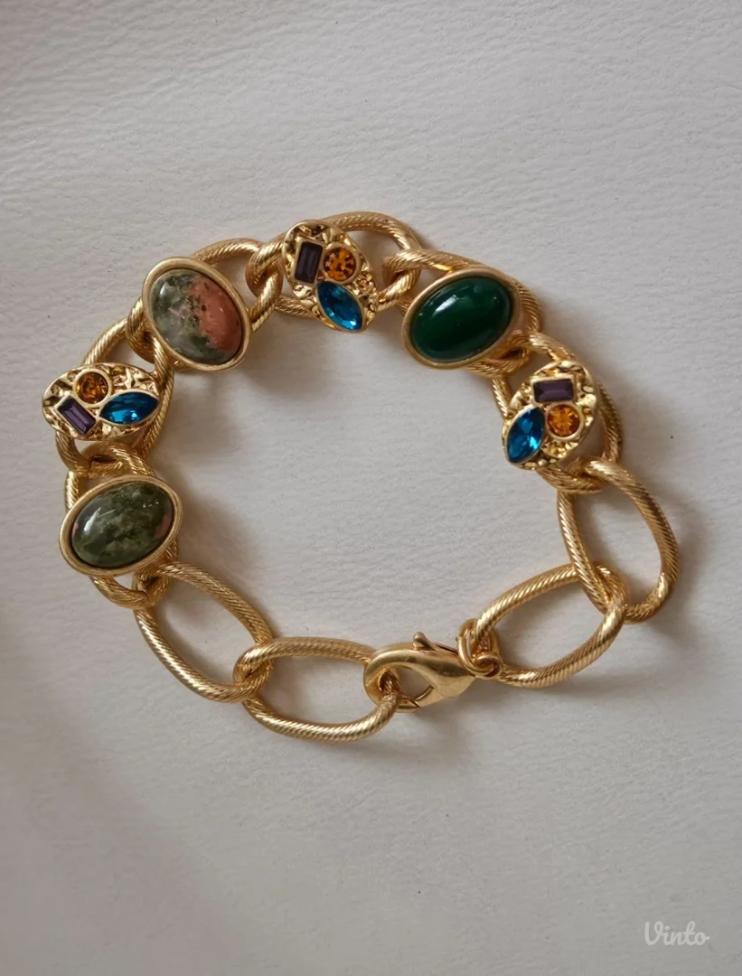 Retro chunky boho bakarna narukvica, pozlata