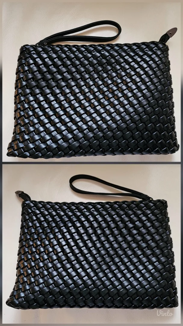 Kožna pletena bucket bag sa neseserom, hobo