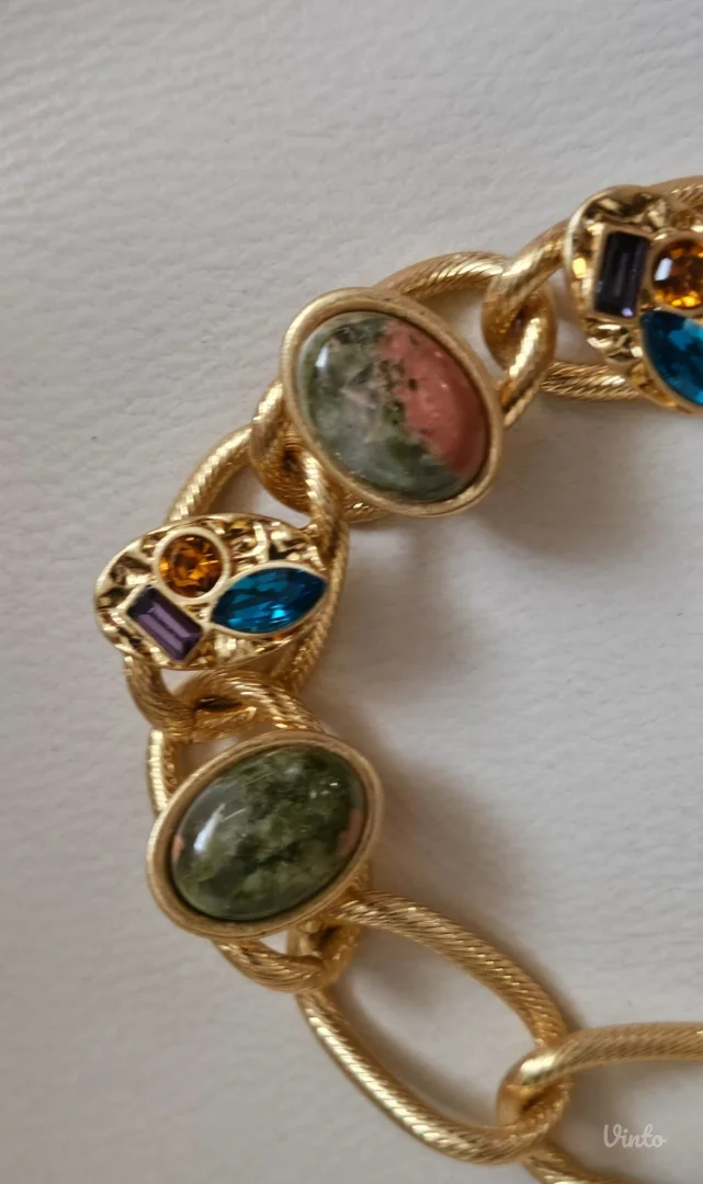 Retro chunky boho bakarna narukvica, pozlata