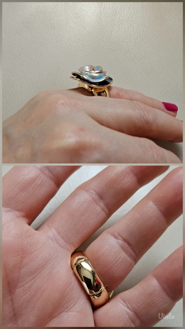 Statement emajl chunky flower prsten, novo