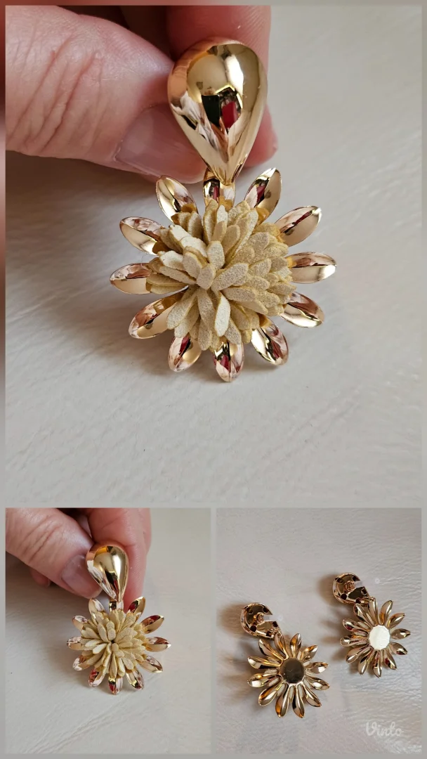 Flower dangle minđuše, zlatne boje