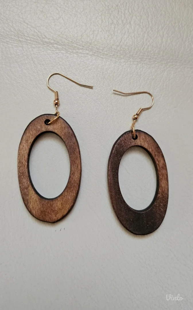 Drvene swinging hoop drop minđuše, rucni rad