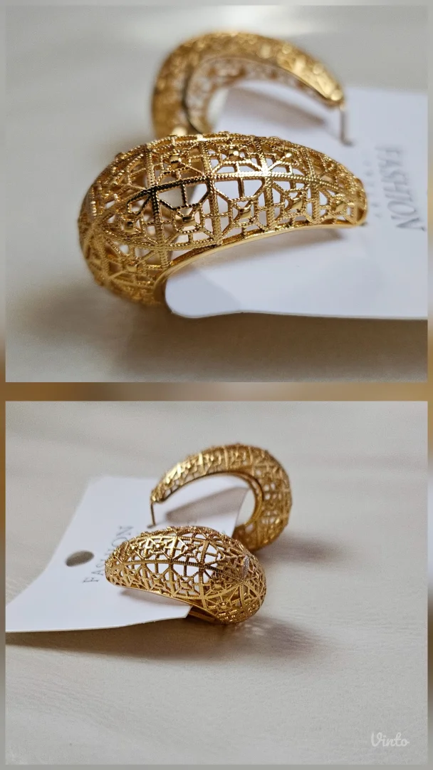 Chunky hoop minđuše sa filigranskim radom, novo