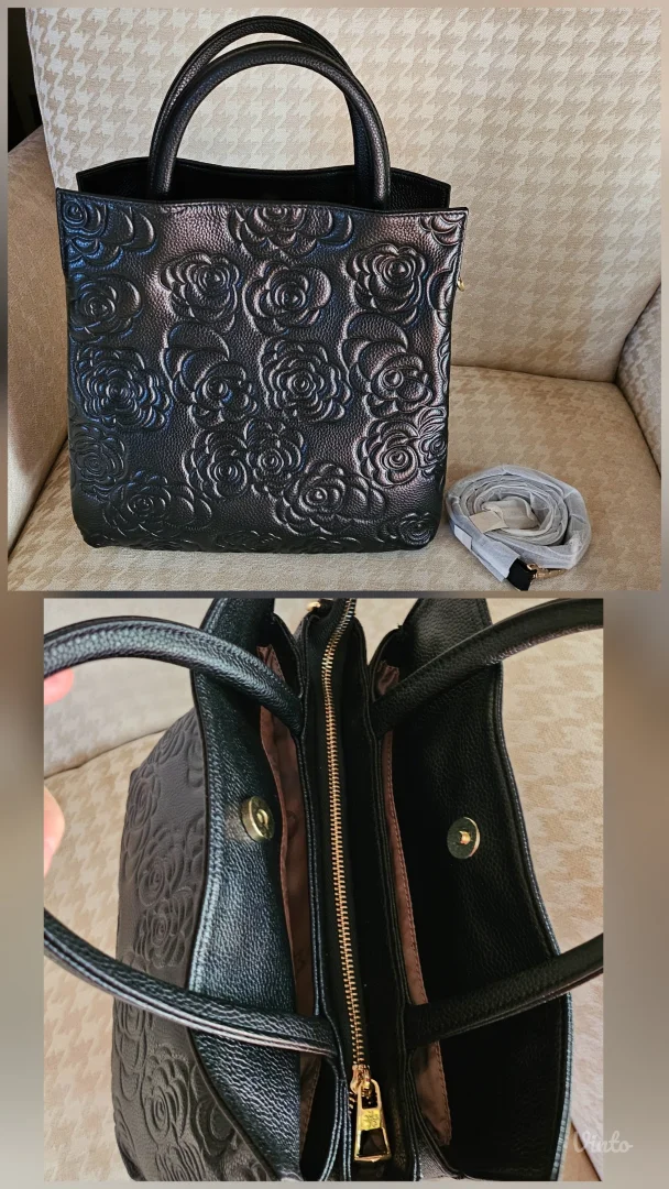 Izvrsna grained kožna reljefna tote torba