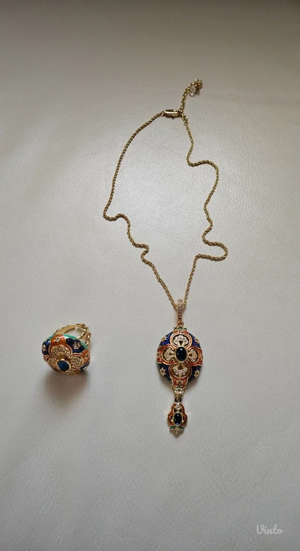 Cloisonné Enamel & koral set nakita