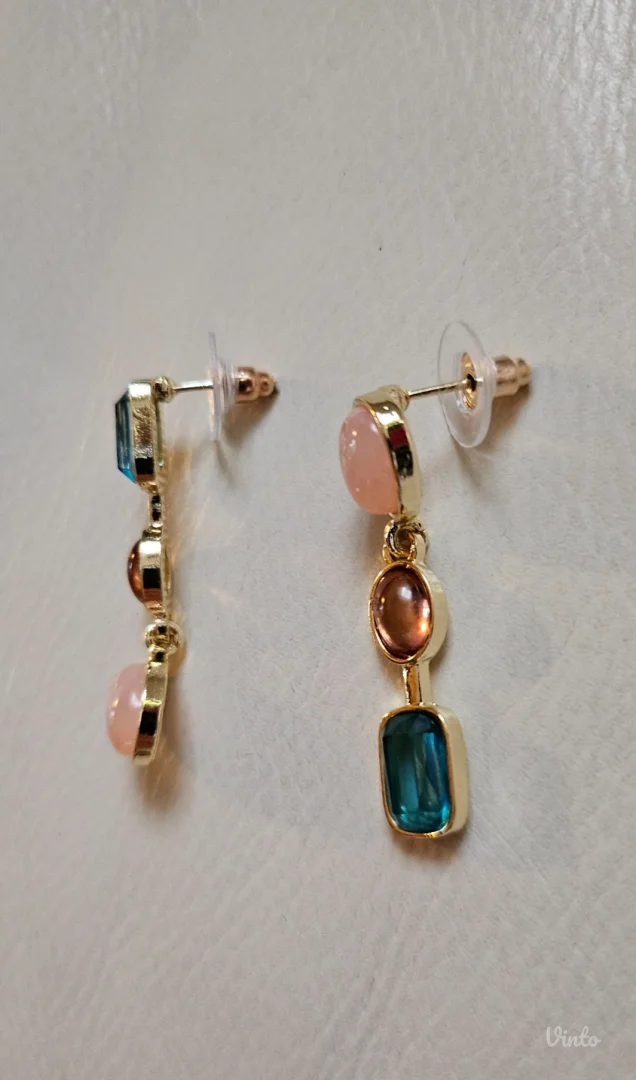 Asimetrik nove drop dangle minđuše zlatne boje