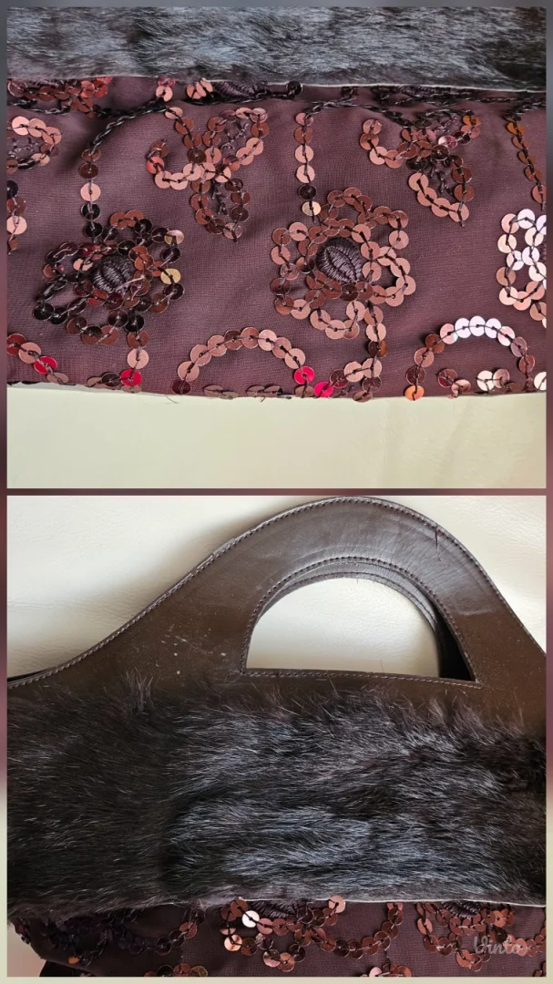 Antonello Serio torba, pravo krzno i šljokice /original