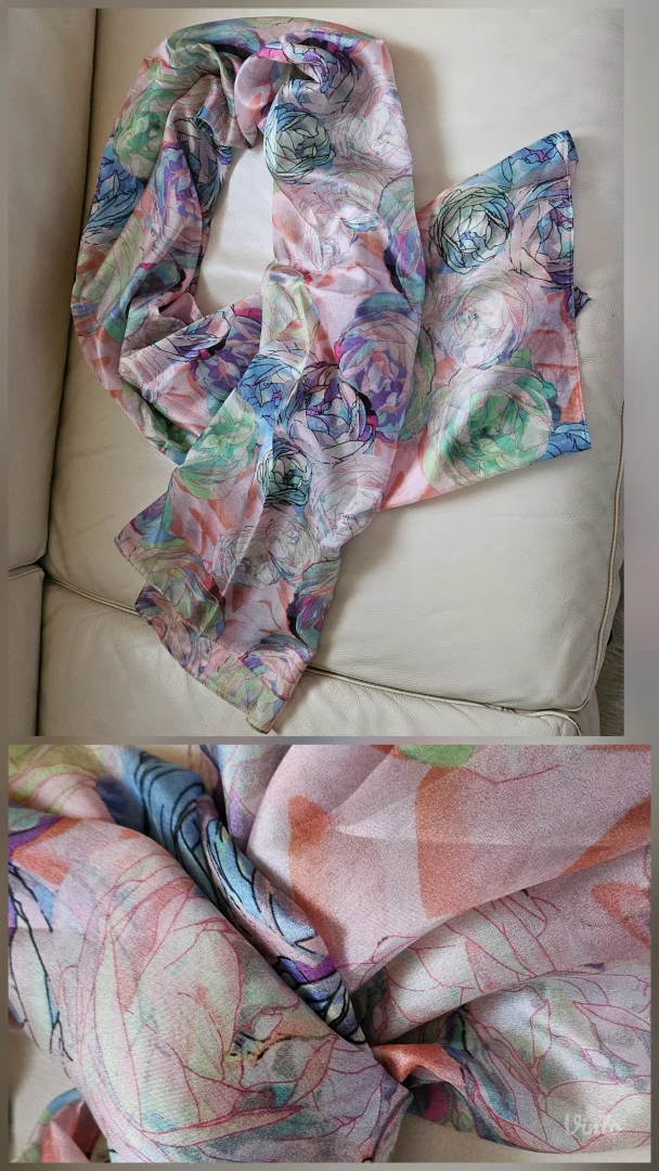 Abstrakt flower print svilena ešarpa, novo