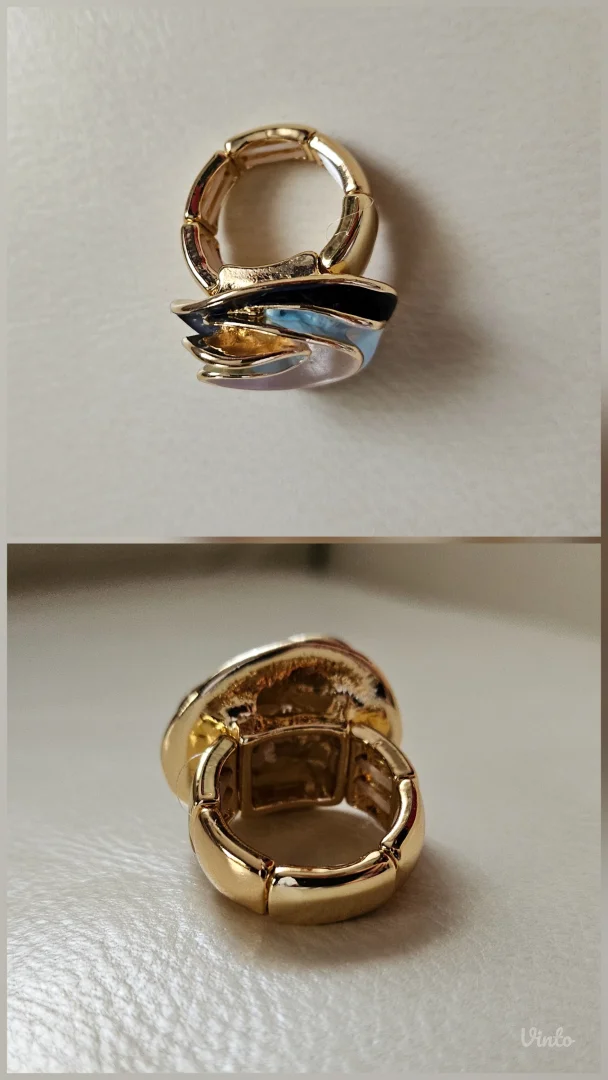 Statement emajl chunky flower prsten, novo