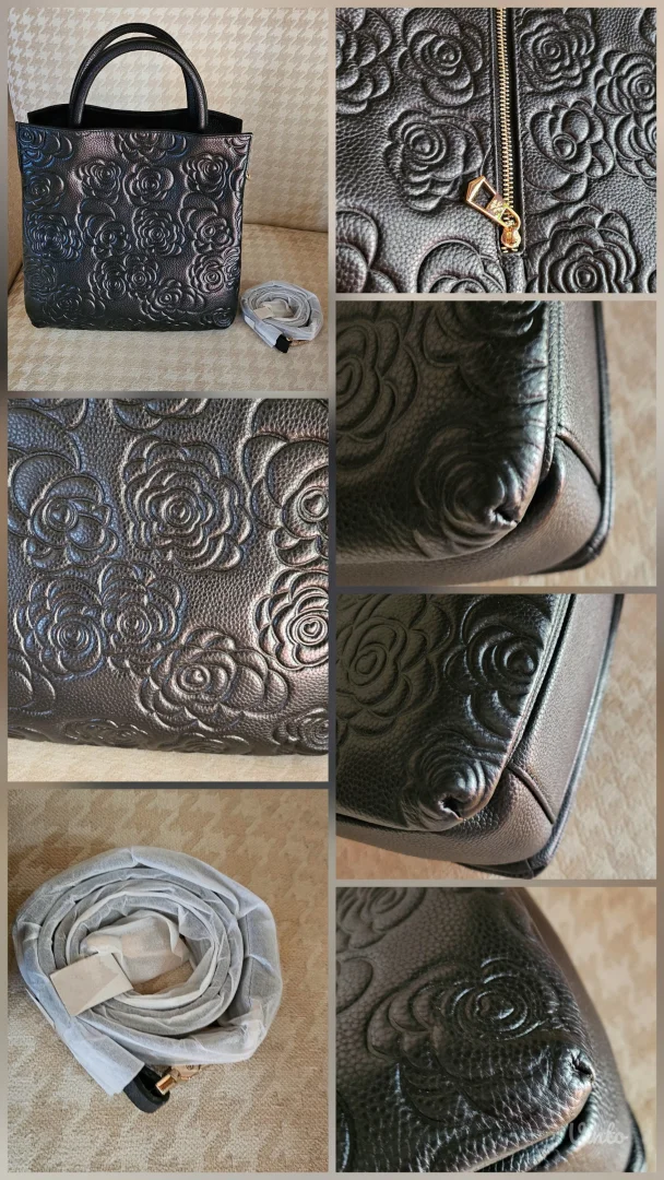 Izvrsna grained kožna reljefna tote torba