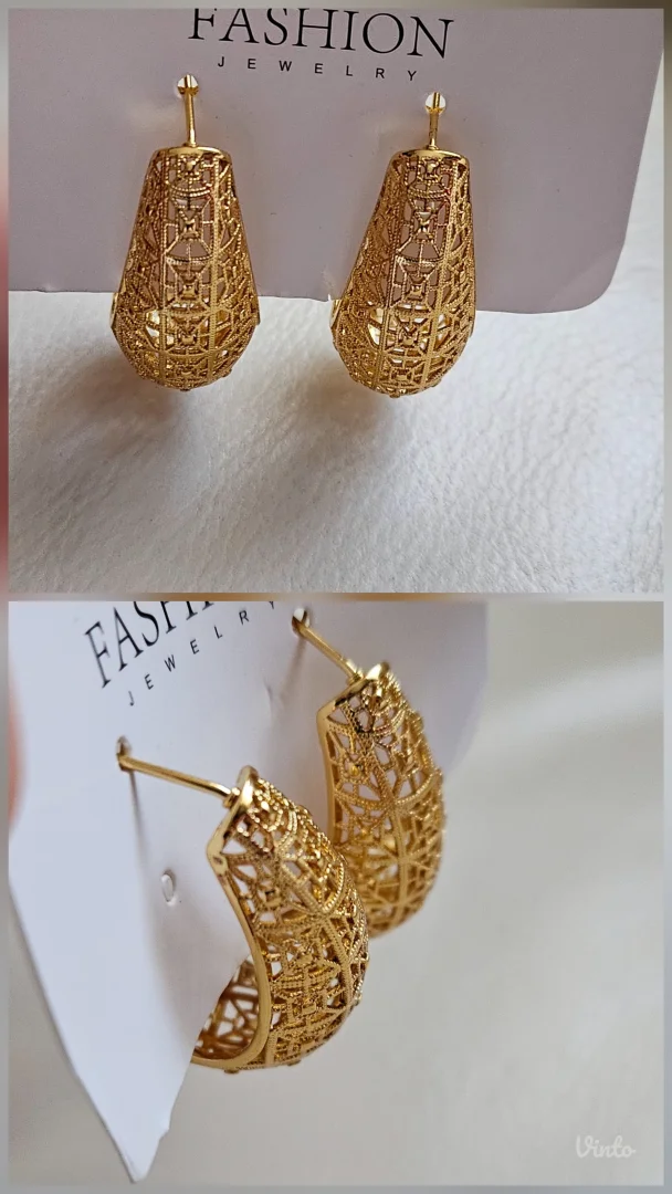 Chunky hoop minđuše sa filigranskim radom, novo