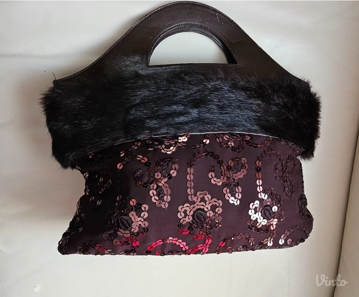 Antonello Serio torba, pravo krzno i šljokice /original