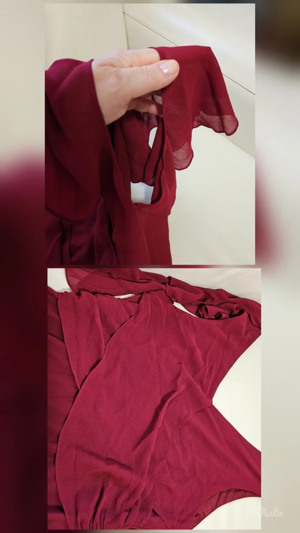 Atraktivna svečana duga burgundy haljina A forme, novo