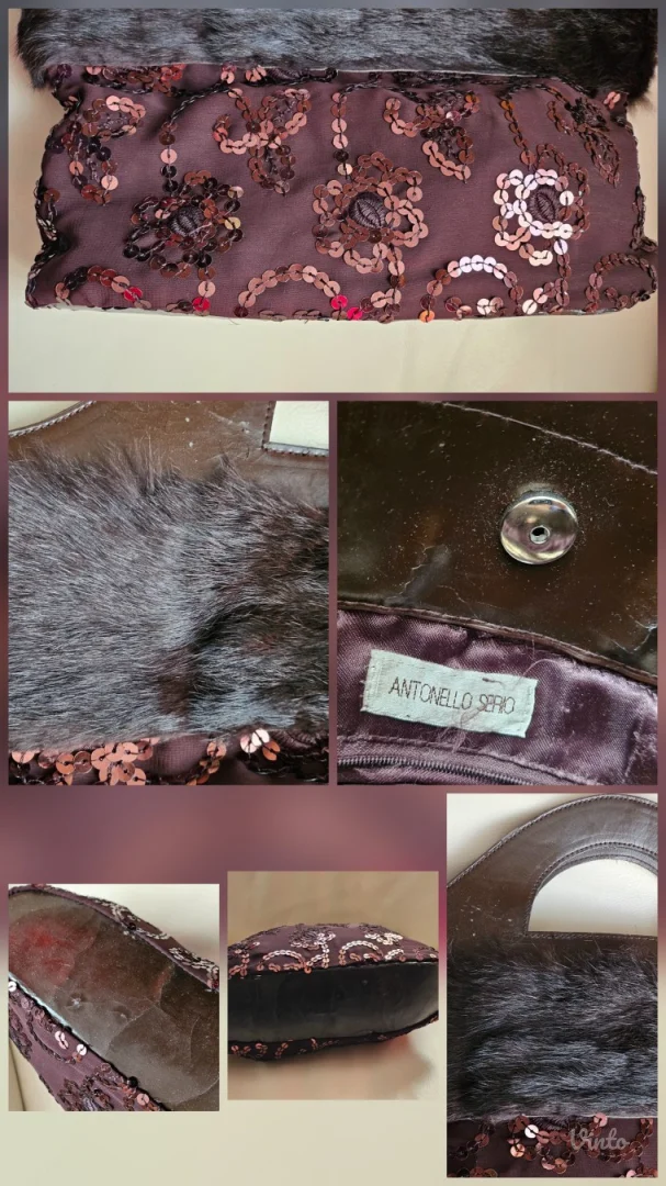 Antonello Serio torba, pravo krzno i šljokice /original
