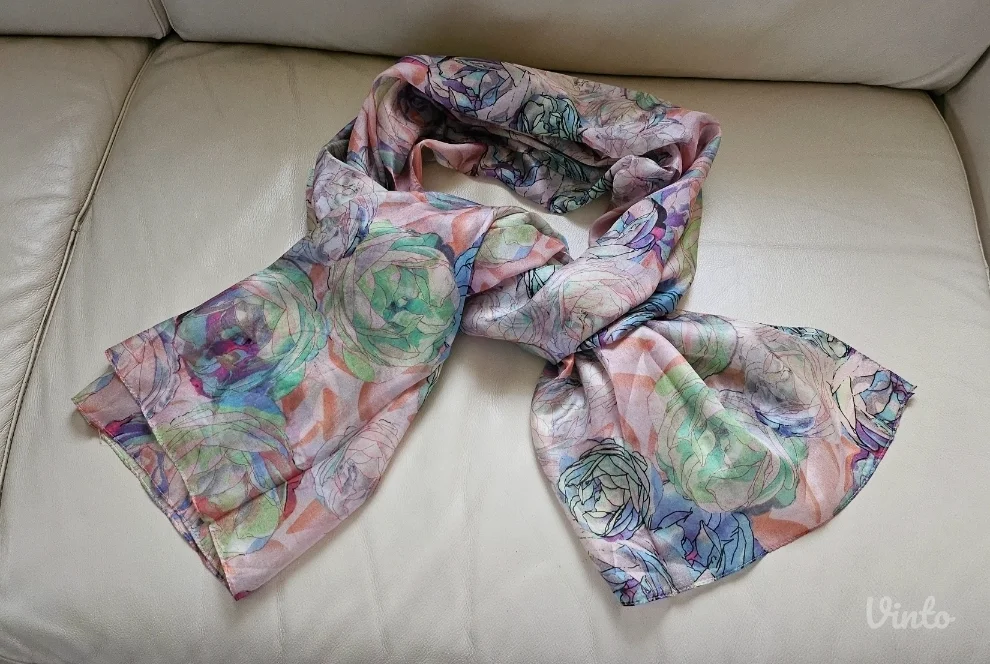 Abstrakt flower print svilena ešarpa, novo