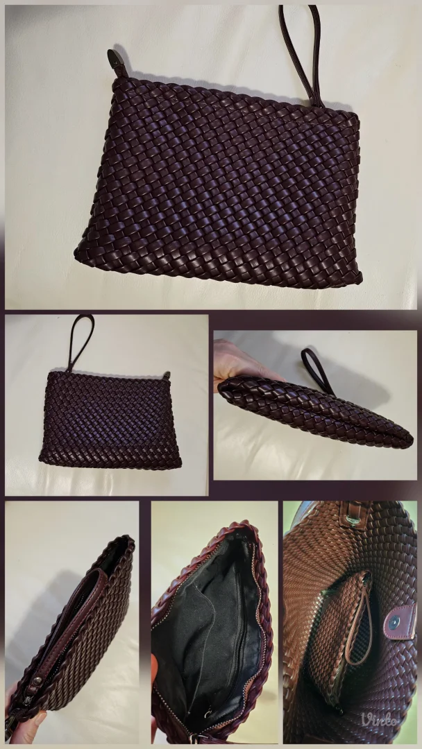 Kožna pletena bucket bag sa neseserom, hobo