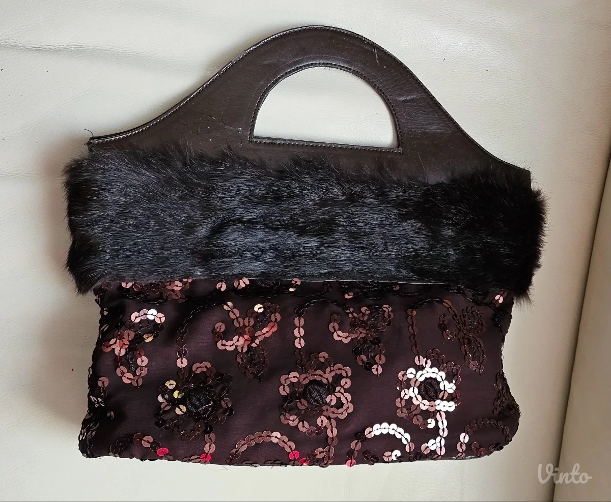 Antonello Serio torba, pravo krzno i šljokice /original