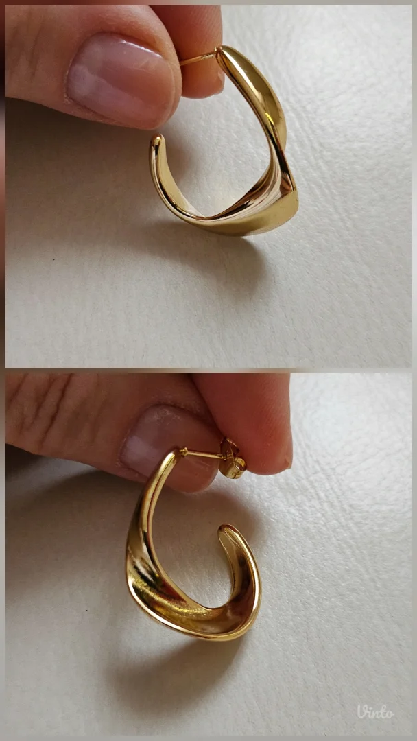 Atraktivne nove hoop twisted minđuše, zlatna boja