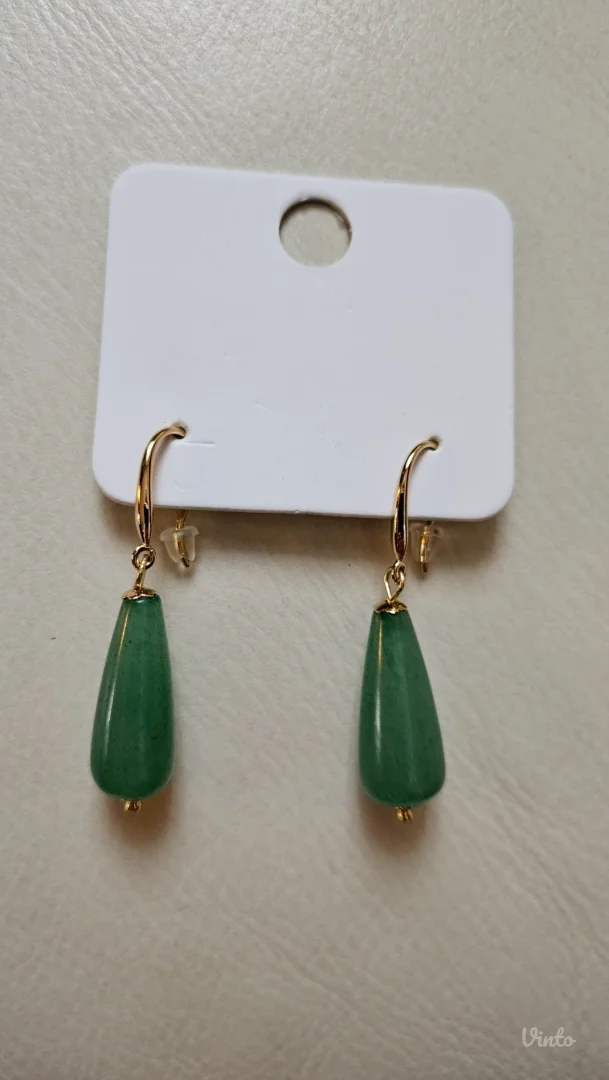 Lovis zeleni aventurine drop minđuše, novo