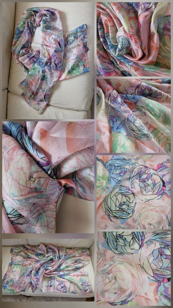 Abstrakt flower print svilena ešarpa, novo