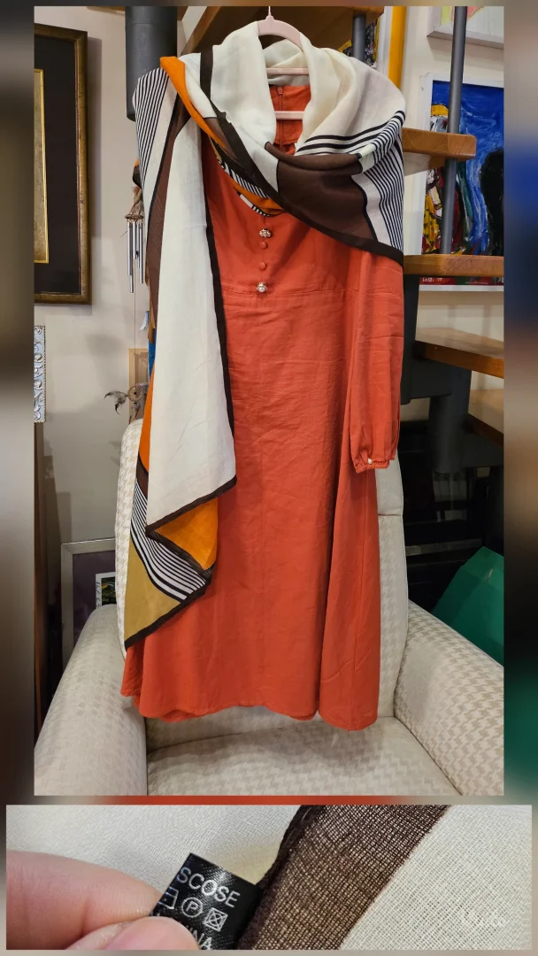 Rusty heart neckline lanena maxi haljina