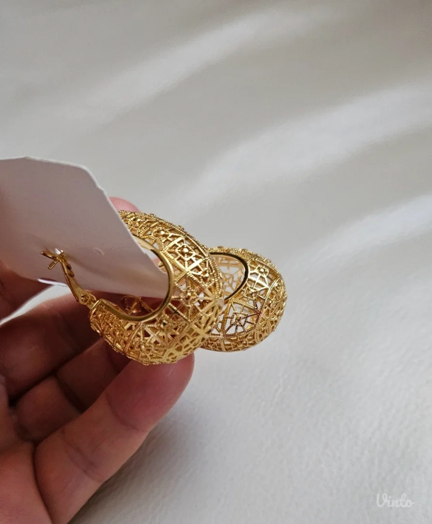 Chunky hoop minđuše sa filigranskim radom, novo