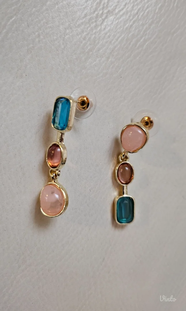 Asimetrik nove drop dangle minđuše zlatne boje