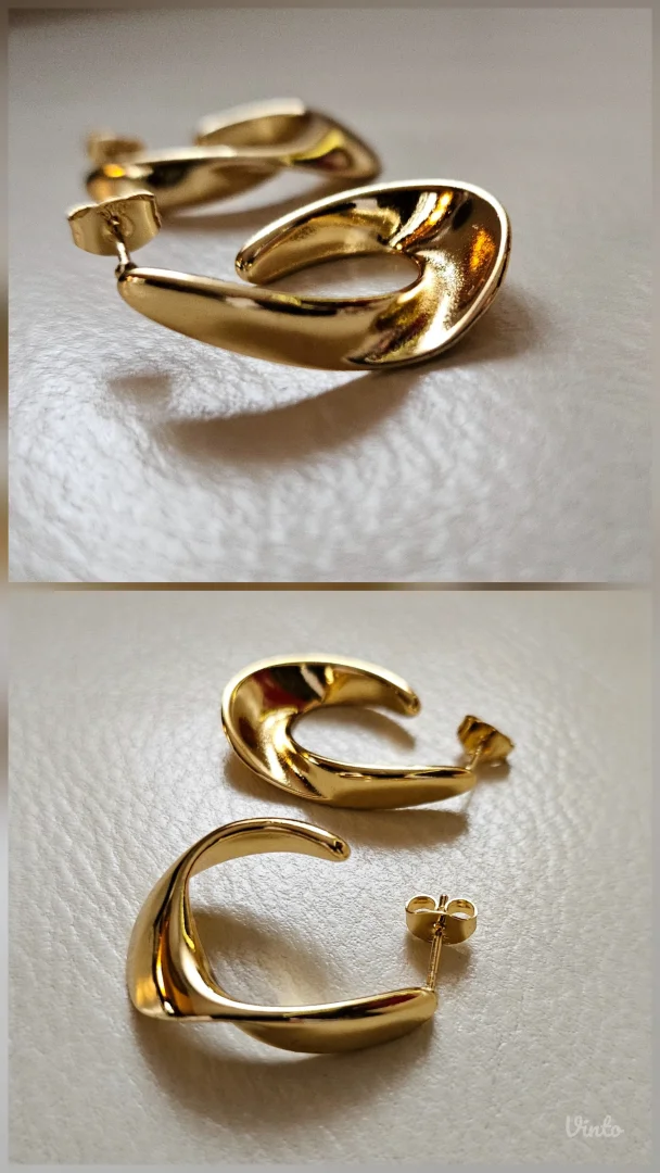 Atraktivne nove hoop twisted minđuše, zlatna boja