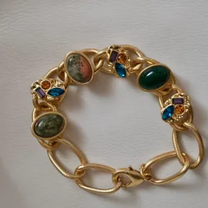 Retro chunky boho bakarna narukvica, pozlata