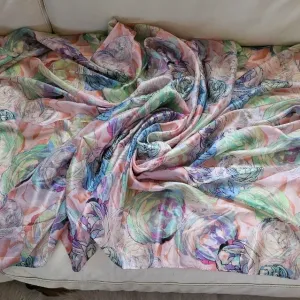 Abstrakt flower print svilena ešarpa, novo