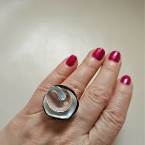 Statement emajl chunky flower prsten, novo