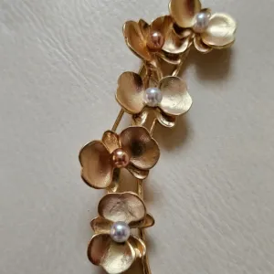 Floral golden pin broš sa perlama