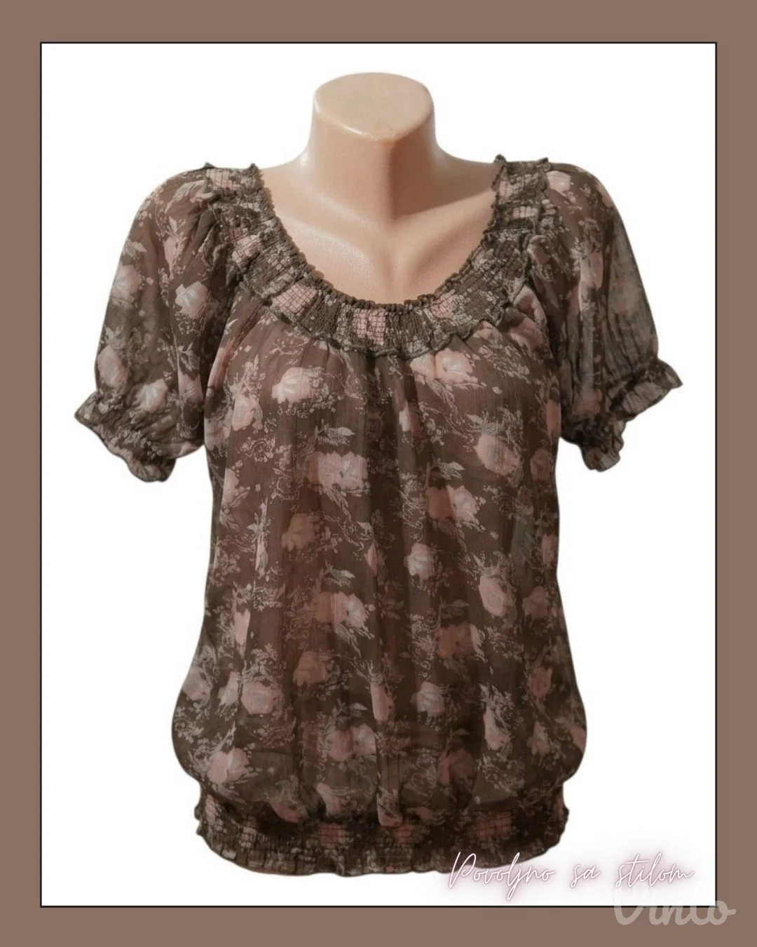 3.3. Lagana cvetna braon bluza Okay XL