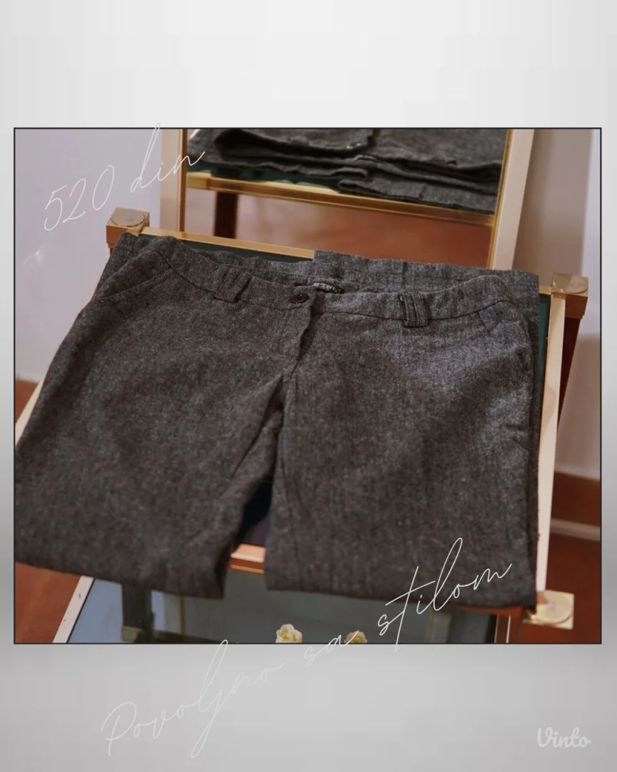 5.4.3. Elegantne sive zimske pantalone L