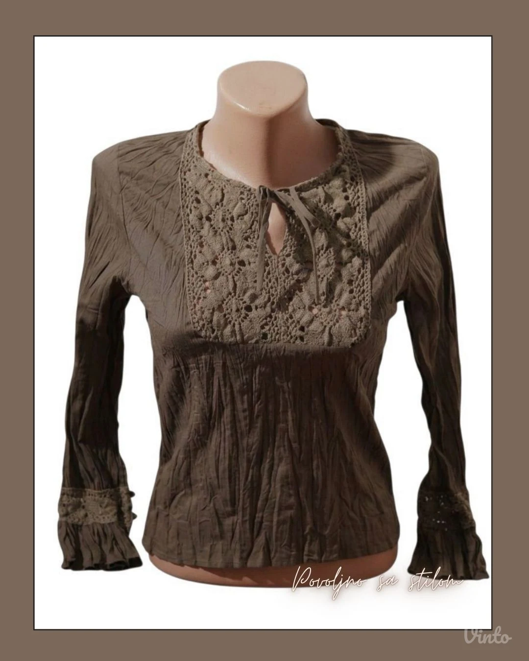3.5. Braon bluza sa čipkom XS s.Oliver