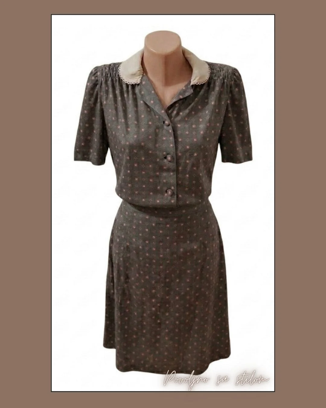 6.6.1. Sivi komplet bluza i suknja S retro - Akcija!