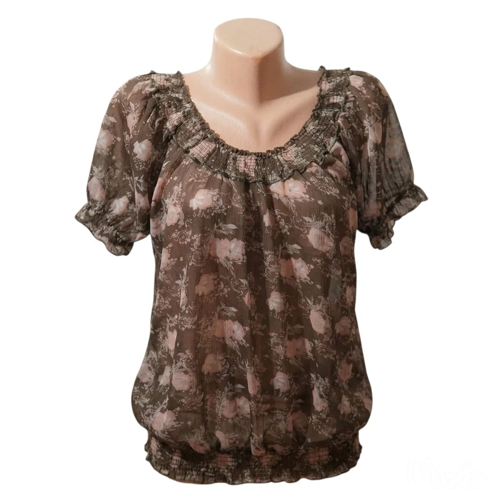3.3. Lagana cvetna braon bluza Okay XL