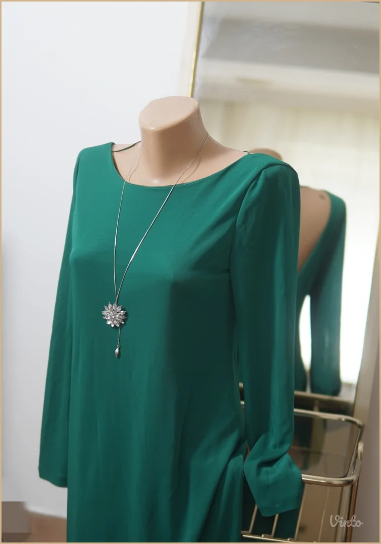 1.4. Smaragdna ZARA haljina otvorenih leđa M