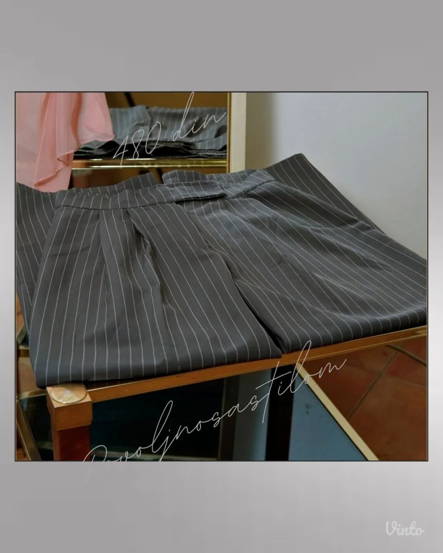 5.4.2. Sive elegantne pantalone sa štraftama M