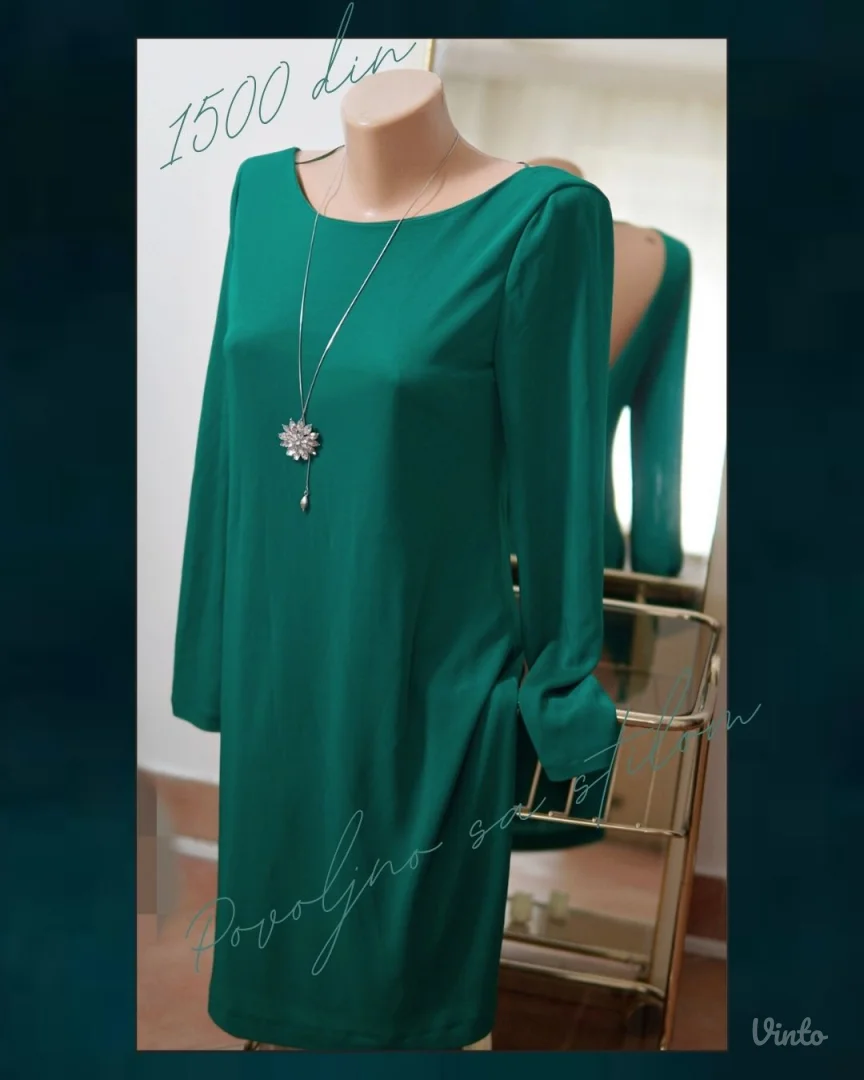 1.4. Smaragdna ZARA haljina otvorenih leđa M