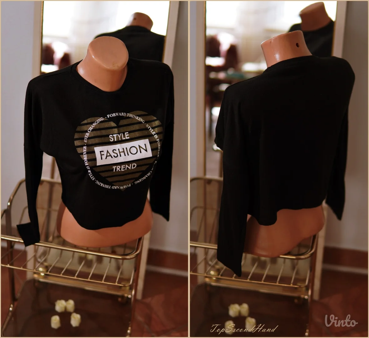 4.5. Crna crop majica sa printom M