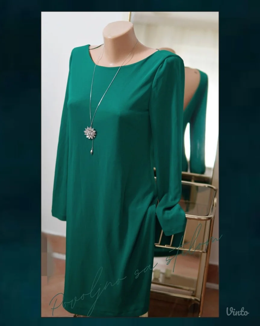 1.4. Smaragdna ZARA haljina otvorenih leđa M