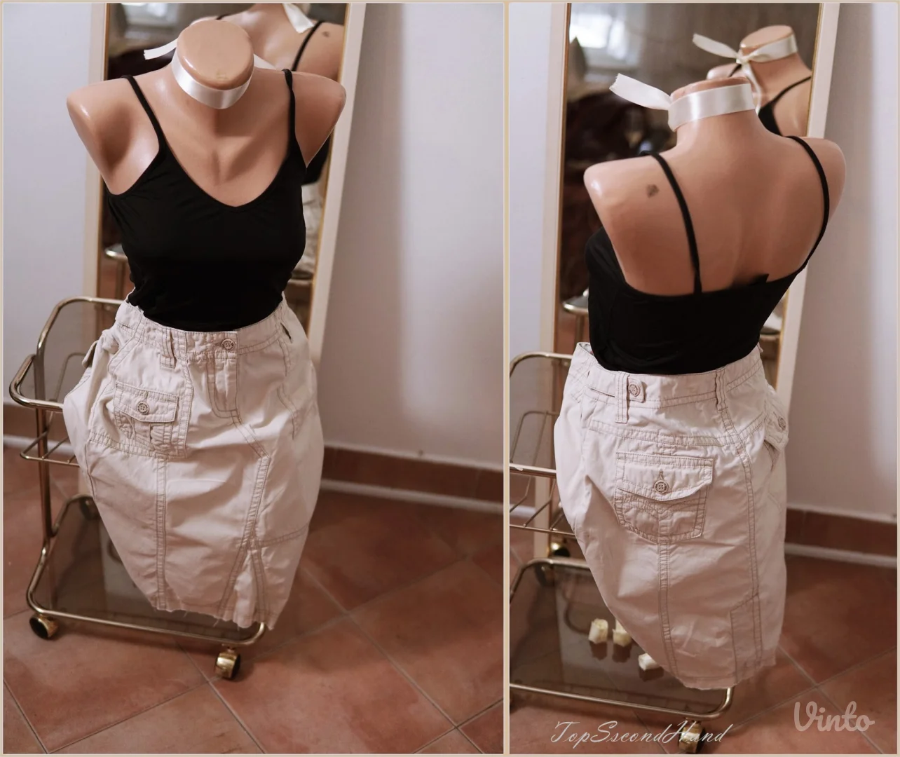 2.3.2. Esprit krem suknja M sa džepovima