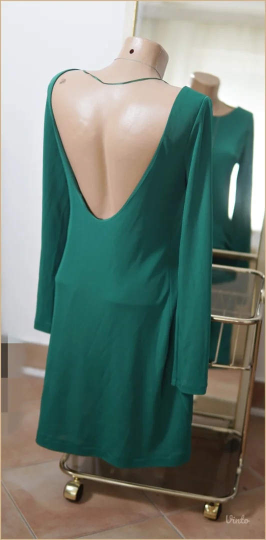 1.4. Smaragdna ZARA haljina otvorenih leđa M