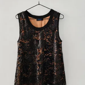 Twin-Set T.S.J. crni čipkani top sa šljokicama
