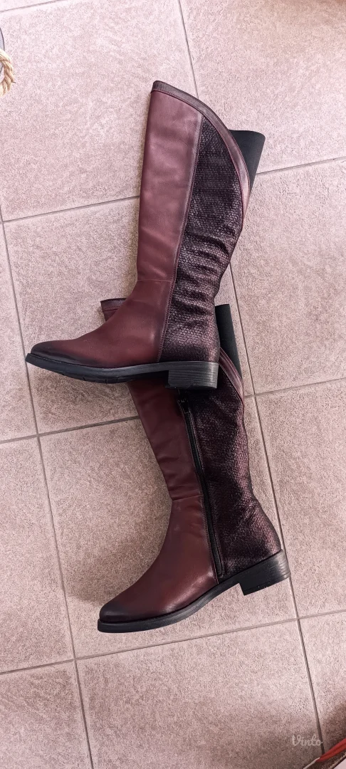 Burgund kožne vrhunske čizme,40, sniženo