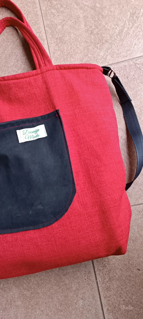 Crven velika platnena tašna,1x nošena